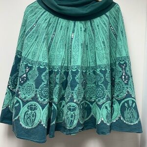 SUPRE Teal Patterned Skater Skirt